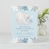 Kute Blue Polar Beer Baby shower Kaart (Staand voorkant)