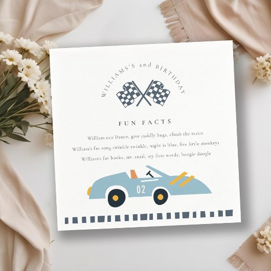 Kute Blue Race Kind elke zondag Fun Facts Servet