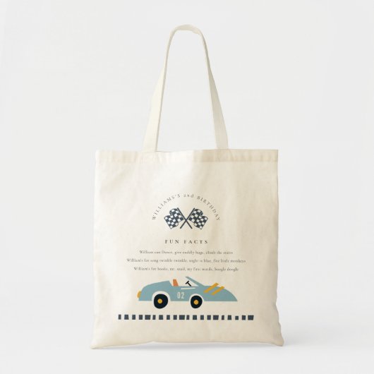 Kute Blue Race Kind elke zondag Fun Facts Tote Bag (Voorkant)