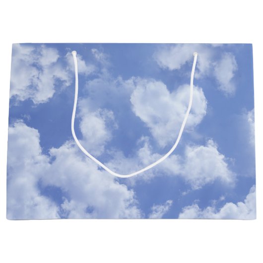 Kute Blue Sky met hartverscheurde wolken, Cheerful Groot Cadeauzakje (Voorkant)