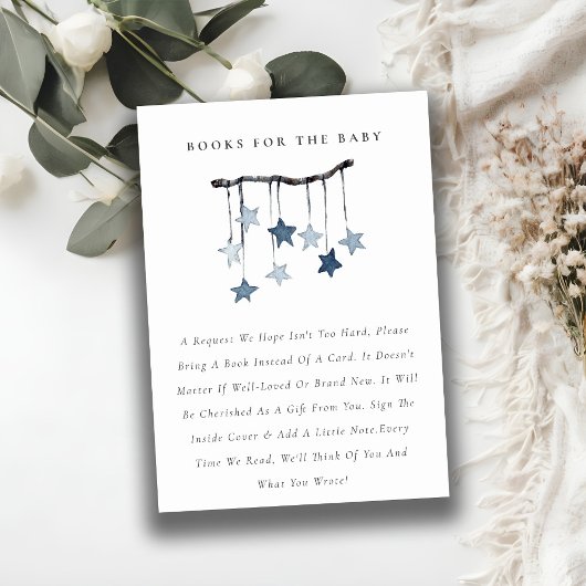 Kute Blue Star Mobile Books voor Baby shower Informatiekaartje