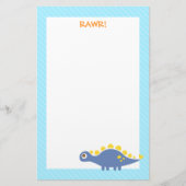 Kute Blue Stegosaurus Dinosaur voor kinderen Briefpapier (Voorkant)