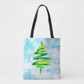 Kute blue waterverf kerstbomen Canvas tas (Voorkant)