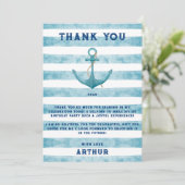 Kute Blue Waterverf Nautical Sailor Anchor Bedankkaart (Staand voorkant)