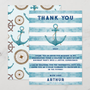 Kute Blue Waterverf Nautical Sailor Anchor Bedankkaart
