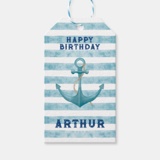 Kute Blue Waterverf Nautical Sailor Anchor Cadeaulabel