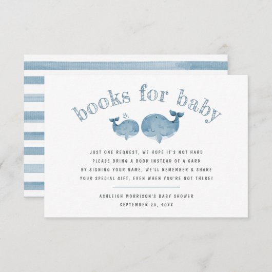 Kute Blue Waterverf Whale Books for Baby request Informatiekaartje (Voorkant / Achterkant)