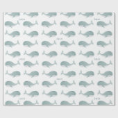 Kute Blue Whale met persoonlijke naam Little Kind Cadeaupapier (Vlak)