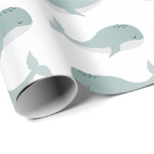 Kute Blue Whale met persoonlijke naam Little Kind Cadeaupapier (Rol Hoek)