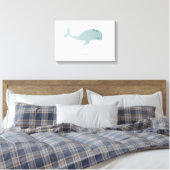 Kute Blue Whale met persoonlijke naam Little Kind Canvas Afdruk (Insitu (Slaapkamer))