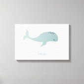 Kute Blue Whale met persoonlijke naam Little Kind Canvas Afdruk (Voorkant)
