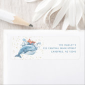 Kute Blue Whale Return Address Label (Insitu)