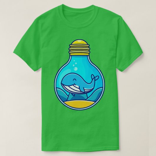 Kute Blue Whale Swimming in Bulb T-shirt (Design voorkant)