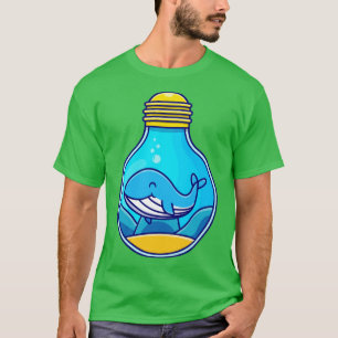 Kute Blue Whale Swimming in Bulb T-shirt