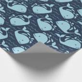 Kute Blue Whales Wrapping Paper Cadeaupapier (Hoek)