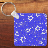 Kute blue white klassic bloespiegels sleutelhanger (Voorkant)