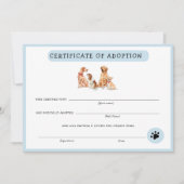 Kute Blue & White Puppy Adoption Certificate (Voorkant)