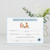 Kute Blue & White Puppy Adoption Certificate (Staand voorkant)