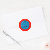 Kute Blueberry op rode achtergrond Ronde Sticker (Envelop)