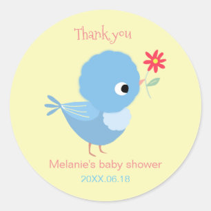 Kute Bluebird Baby shower Birthday Party Favor Ronde Sticker