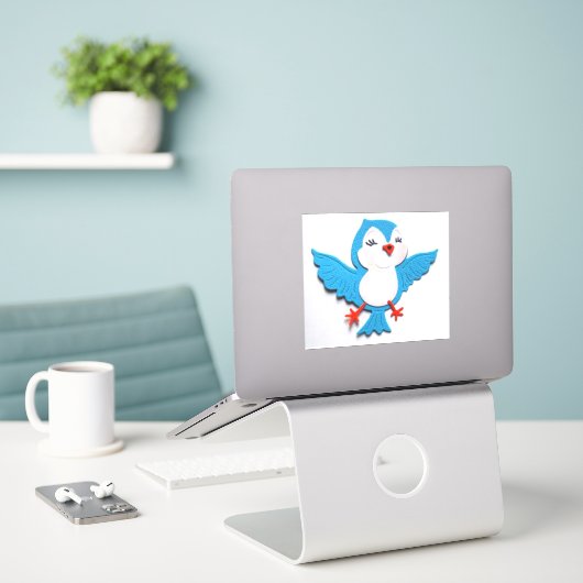 Kute Bluebird Custom-Cut Vinyl Sticker (Laptop op bureau)