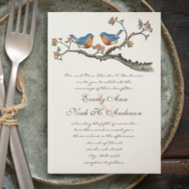 Kute  Bluebird Wedding Invitting Kaart