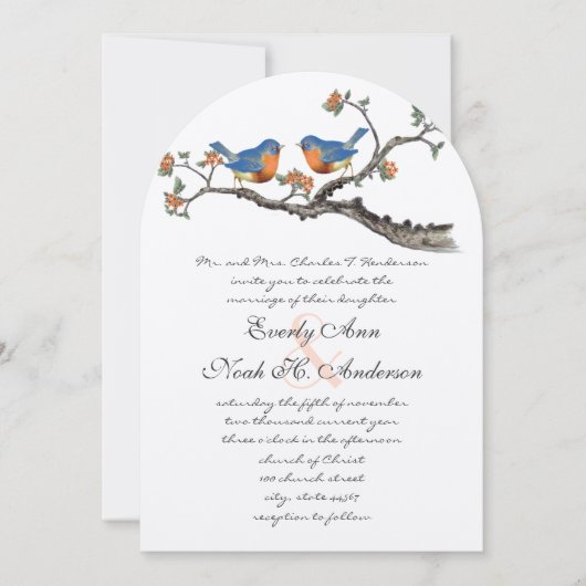 Kute  Bluebird Wedding Invitting Kaart (Voorkant)