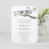 Kute  Bluebird Wedding Invitting Kaart (Staand voorkant)