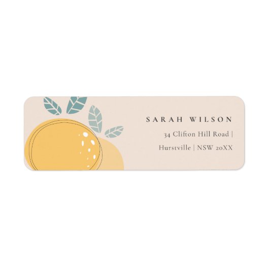 Kute Blush Peach Modern Lemon Fruity Bold Address Etiket (Voorkant)