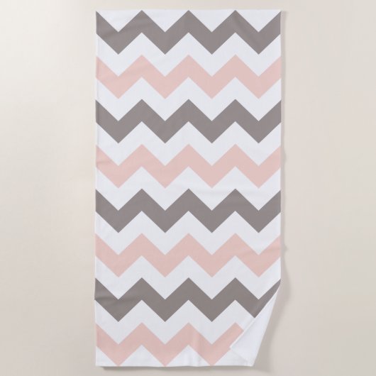 Kute Blush Roze Gray Chevron Pattern Beach Towel Strandlaken (Voorkant)