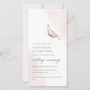 KUTE BLUSH WATERVERF BUTTERFLY WEDDING INVITE BEDANKKAART