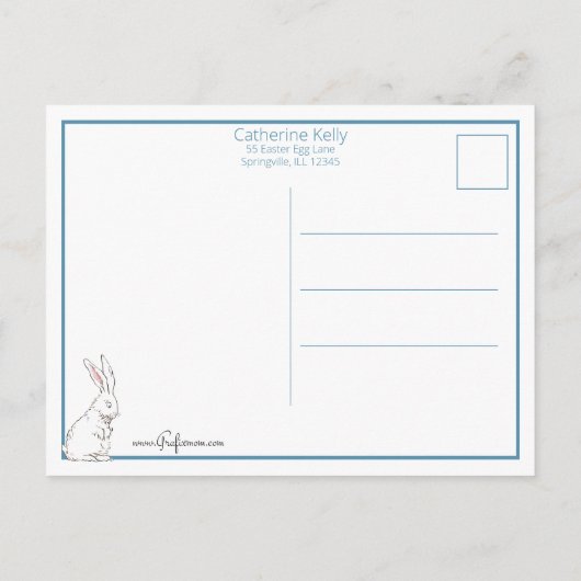 Kute  Boerderij Girl met paasbunny Briefkaart (Achterkant)