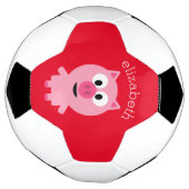 Kute Boerderij Piglet - Roze en rood met naam Voetbal (Gedraaid)