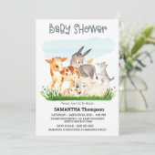 Kute boerderijdieren Blue Boys Baby shower Kaart (Staand voorkant)