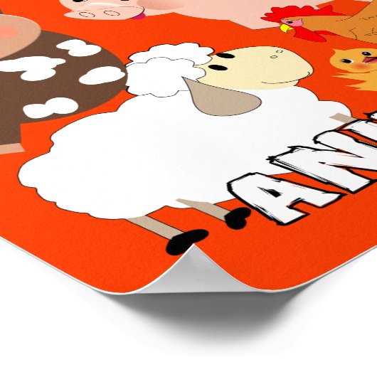 Kute boerderijdieren Kinder Whimsy Afbeelding Poster (Hoek)