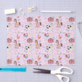 Kute boerderijdieren Roze achtergrond Tissuepapier (Craft)