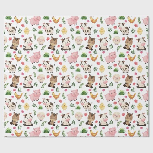 Kute boerderijdieren — Verpakkingspapier Cadeaupapier (Vlak)