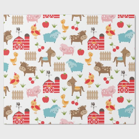 Kute boerderijdieren — Verpakkingspapier Cadeaupapier (Vlak)