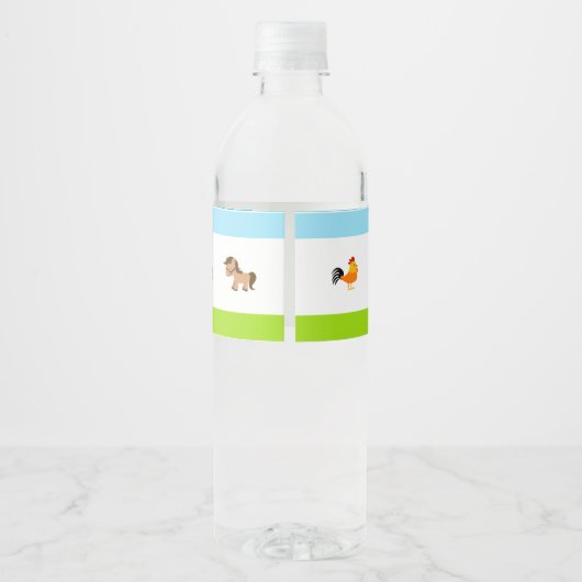 Kute-boerderijdieren Waterfles Etiket (Achterkant)