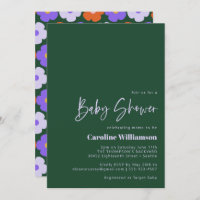 Kute Bold Retro Flower Paars Green Baby shower
