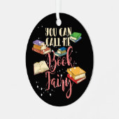 Kute Book Fairy Librarian Holiday Metalen Ornament (Voorkant links)