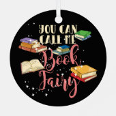 Kute Book Fairy Librarian Holiday Metalen Ornament (Achterkant)