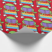 Kute Book Loing Alien Red Wrapping Paper Cadeaupapier (Hoek)
