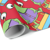 Kute Book Loing Alien Red Wrapping Paper Cadeaupapier (Rol Hoek)