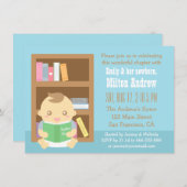 Kute Book Thleed, Baby Boy Shower Invitation Kaart (Voorkant / Achterkant)
