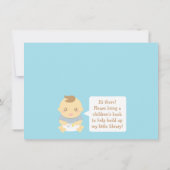 Kute Book Thleed, Baby Boy Shower Invitation Kaart (Achterkant)