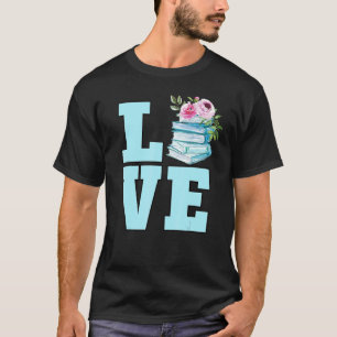 Kute Book Waterverf Floral Reading Book Worm T-shirt