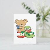 Kute Book Worm and Reading Beer Briefkaart (Staand voorkant)