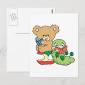 Kute Book Worm and Reading Beer Briefkaart (Voorkant / Achterkant)