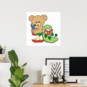 Kute Book Worm and Reading Beer Poster (Thuiskantoor)